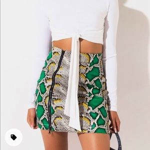 Faux Leather Snake Mini Skirt